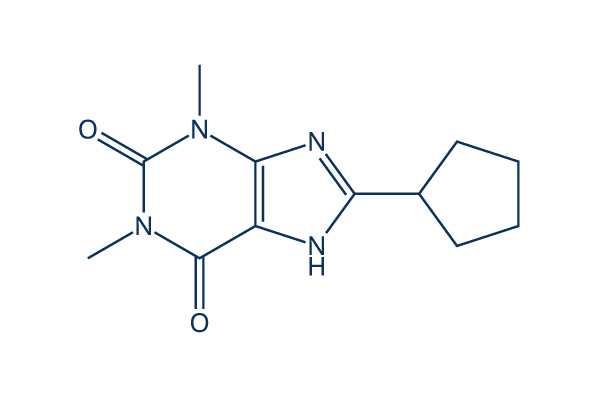 8-Cyclopentyl-1,3-dimethylxanthine化学構造